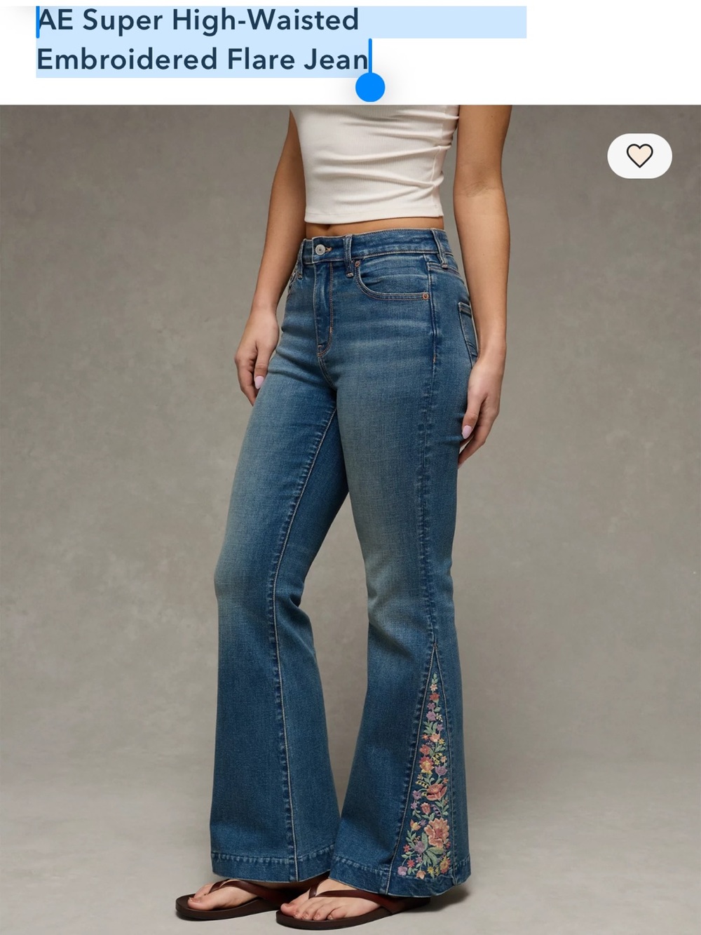 AE Super High-Waisted Embroidered Flare Jean